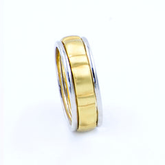 Men's  14k White and Yellow Gold Wedding Band Eternity Style