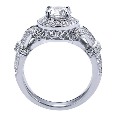 Vintage Style Round Diamond Halo Engagement Mounting