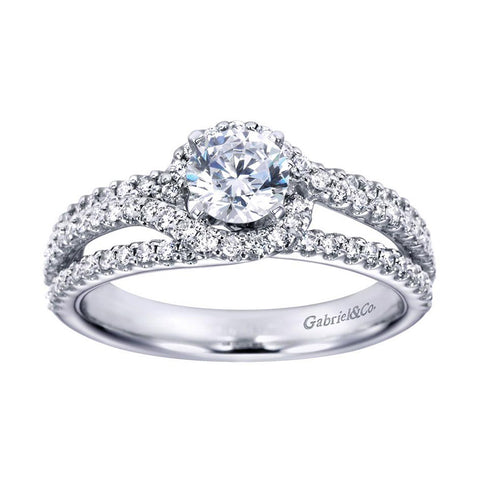 Triple Row Diamond Halo Engagement Ring