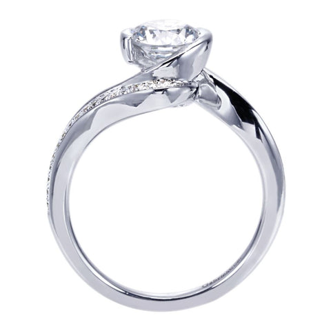 Ladies' Twisted 14k White Gold Diamond Engagement Ring